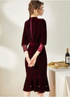 Burgundy Vintage Fall Winter Dress