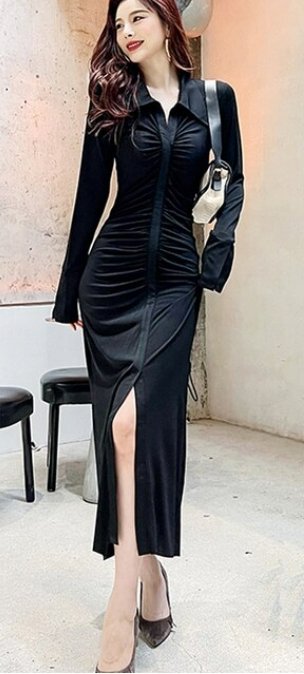 Black Vintage Fall Winter Dress