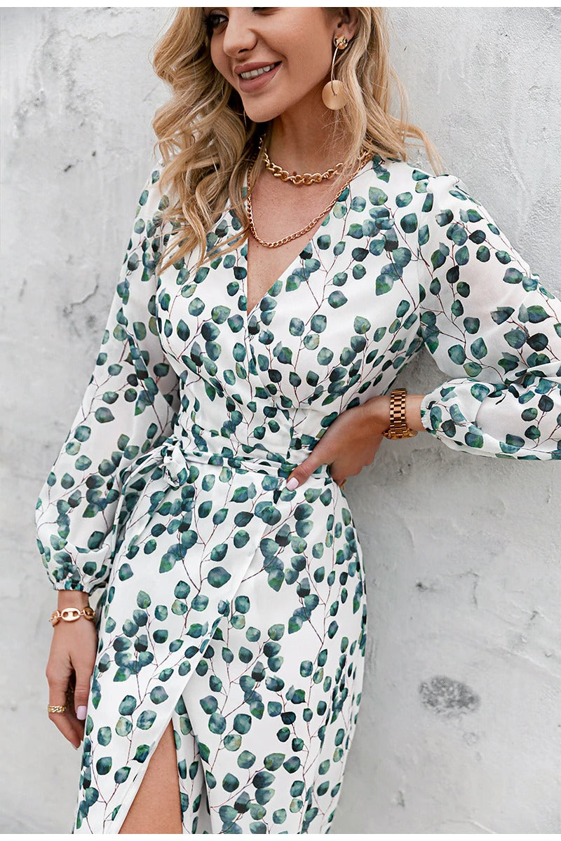 White And Green Vintage Dress