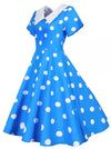 Blue Vintage Dress With White Polka Dots