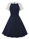 Blue Vintage Dress With Lace Collar