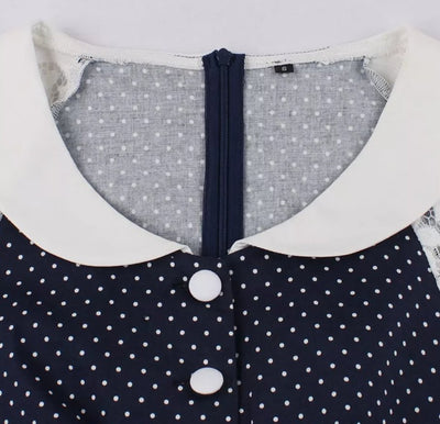 Blue Vintage Dress With Lace Collar