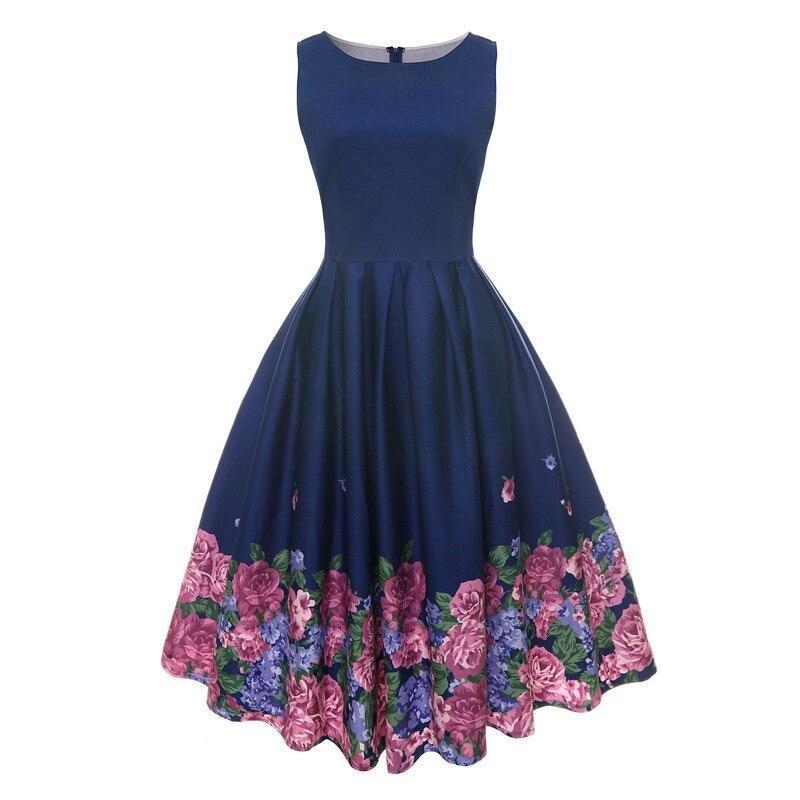Vintage Blue Pleated Dress