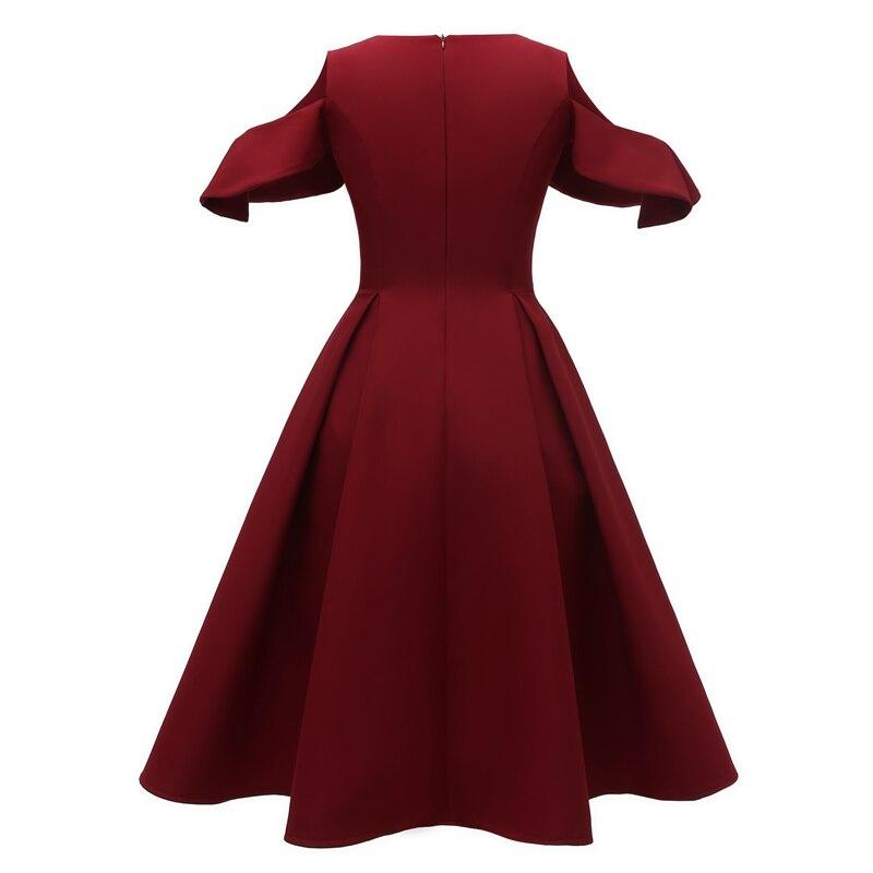 Burgundy Ruffle Collar Vintage Dress