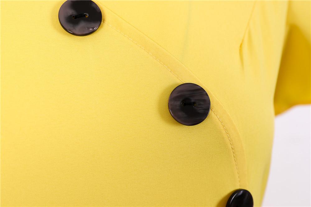 Buttons Vintage Dress Yellow