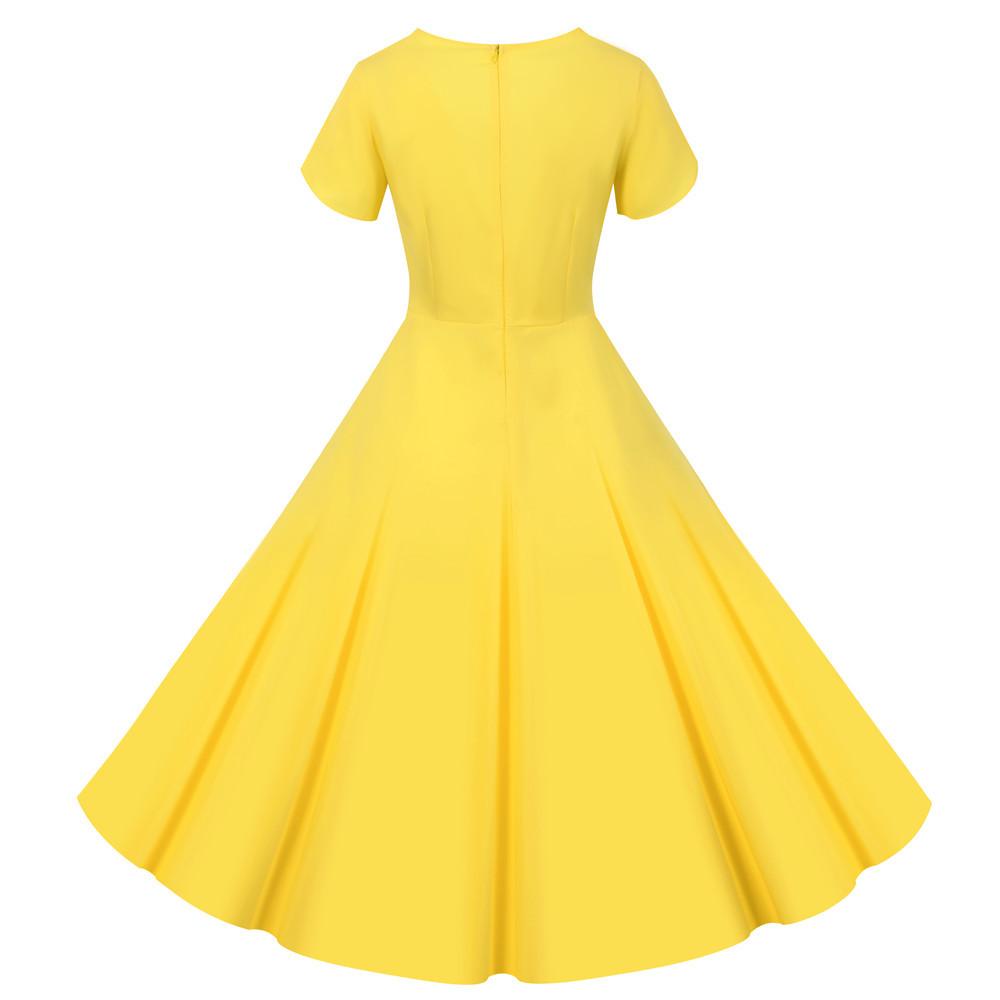 Buttons Vintage Dress Yellow