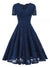 Navy Blue Embroidery Vintage Dress