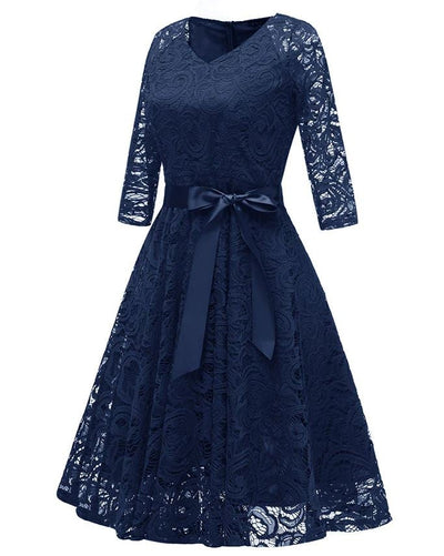 Blue Embroidery Vintage Dress