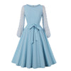 Sky Blue Embroidery Vintage Dress