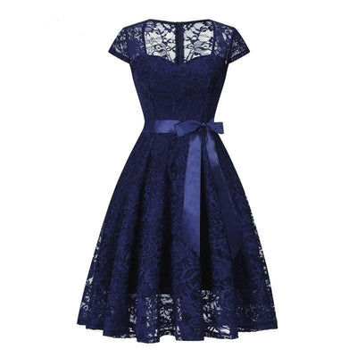 Navy Embroidery Vintage Dress