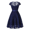 Navy Embroidery Vintage Dress