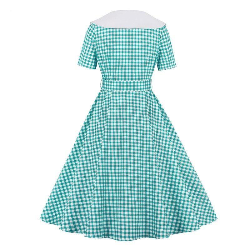 Turquoise Check Vintage Dress