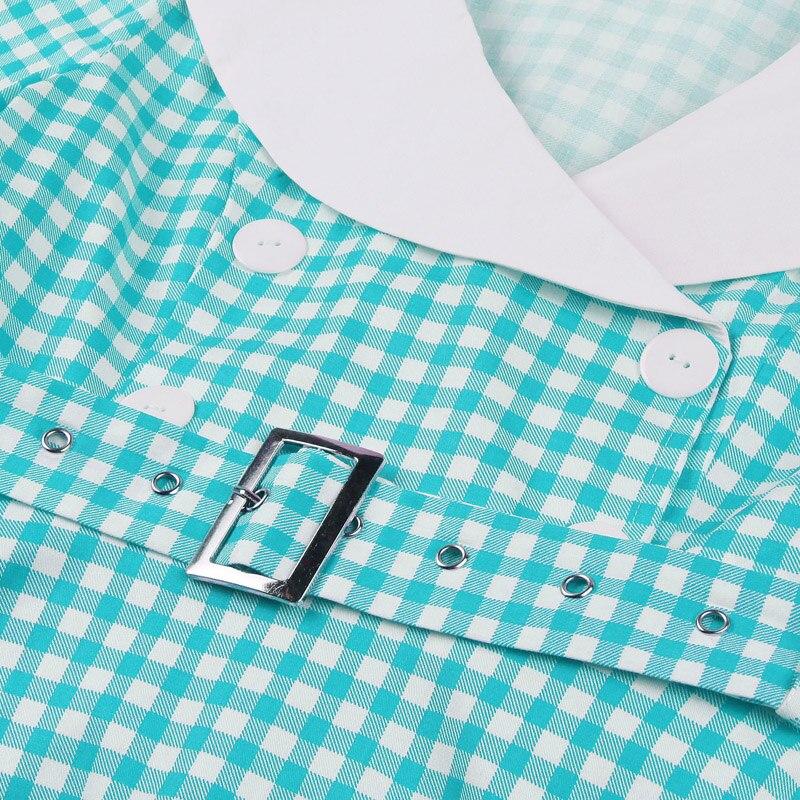 Turquoise Check Vintage Dress