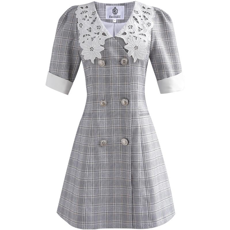 Gray Checkered Vintage Chic Dress