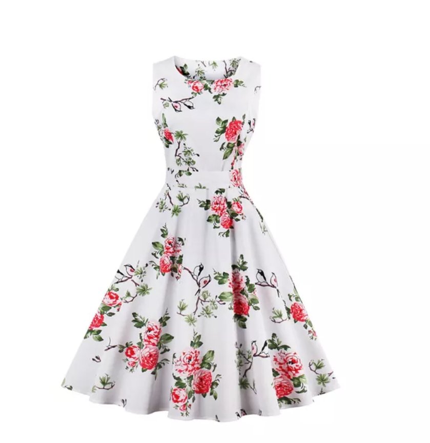 Vintage Chic Retro Open Flower Dress