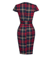 Checkered Square Neck Vintage Dress