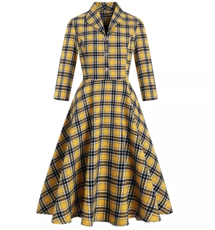 Wide Collar Vintage Dress