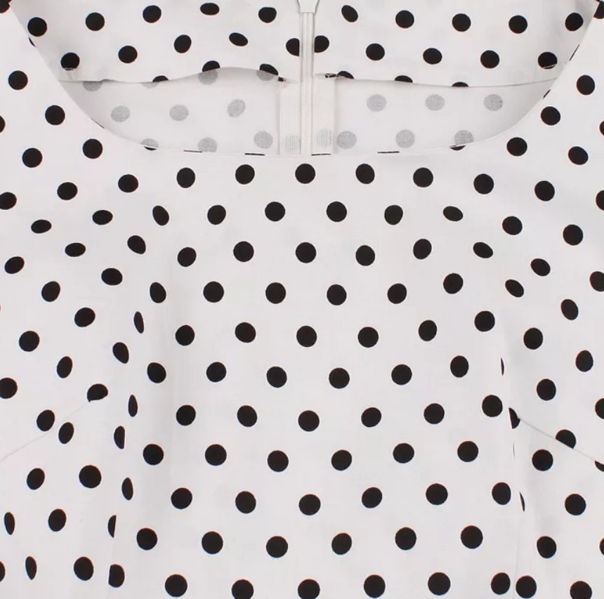 White Polka Dot Round Neck Vintage Dress