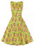 Yellow Floral Round Neck Vintage Dress