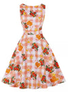 Floral Pink Round Neck Vintage Dress