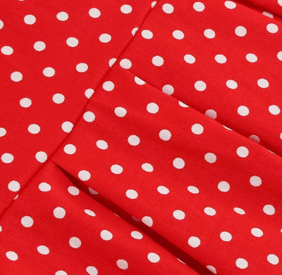 Vintage Round Neck Red Polka Dot Dress