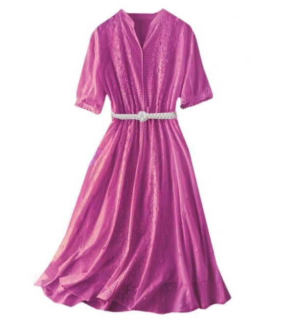 Винтидж рокля с V-образно деколте Fuschia