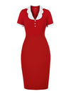 Red Vintage Pencil Chic Dress