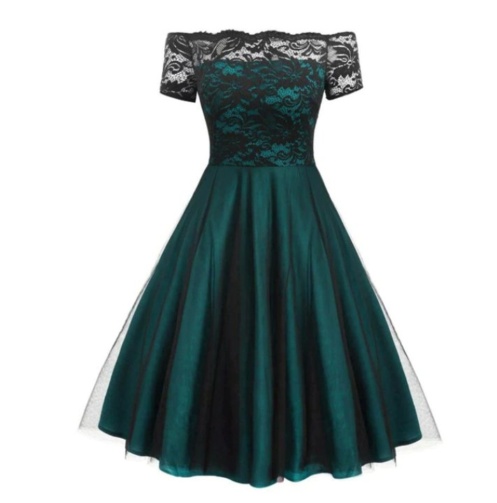 Green Vintage 50s Lace Dress