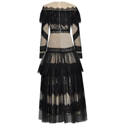 Long Sleeve Lace Vintage Dress