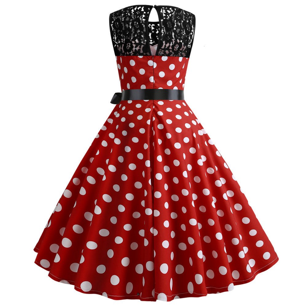 Red Polka Dot Lace Vintage Dress