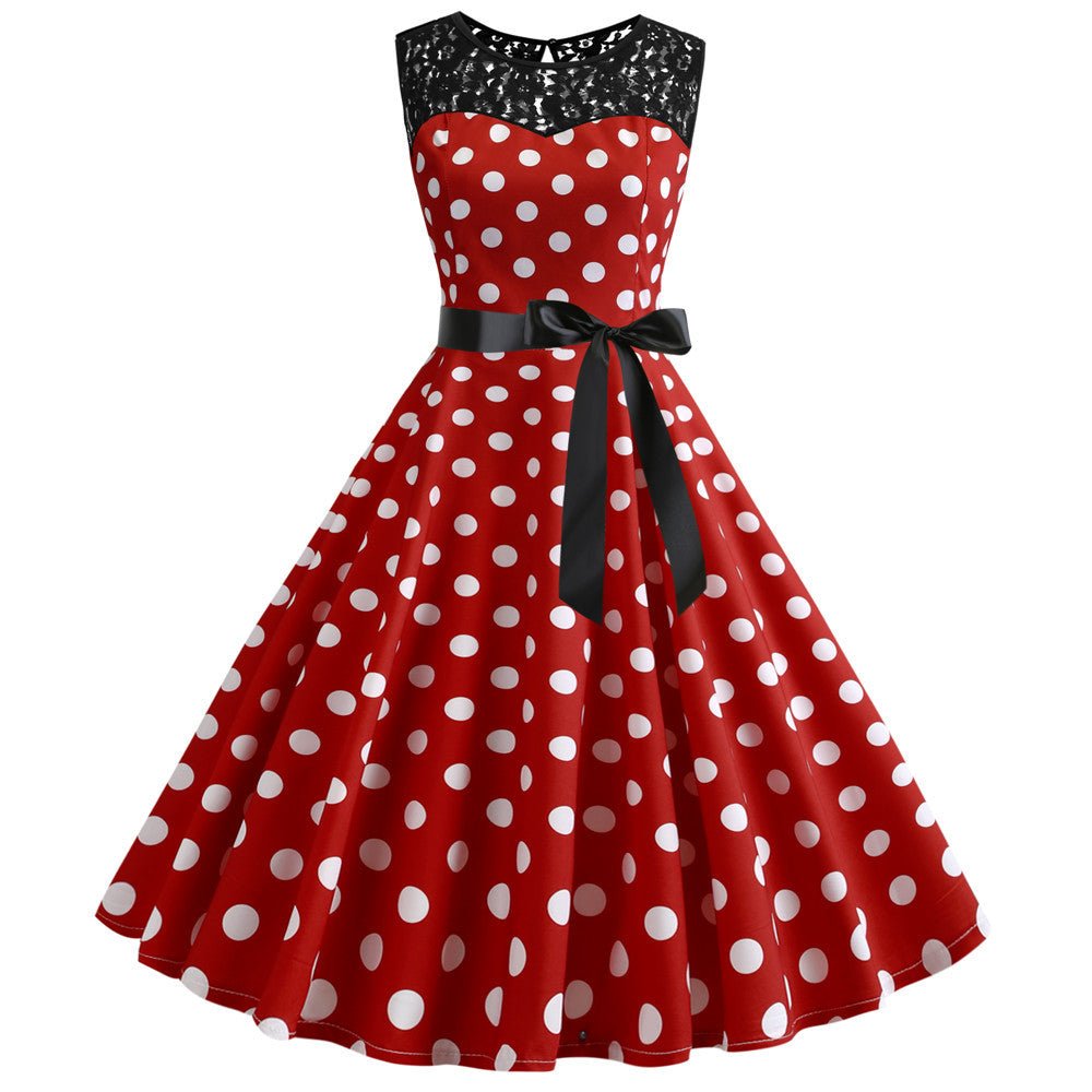 Red Polka Dot Lace Vintage Dress