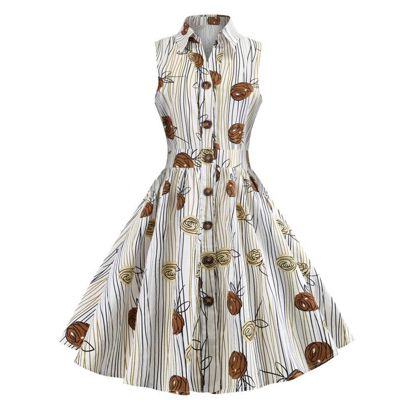 Sleeveless Drawing Vintage Dress