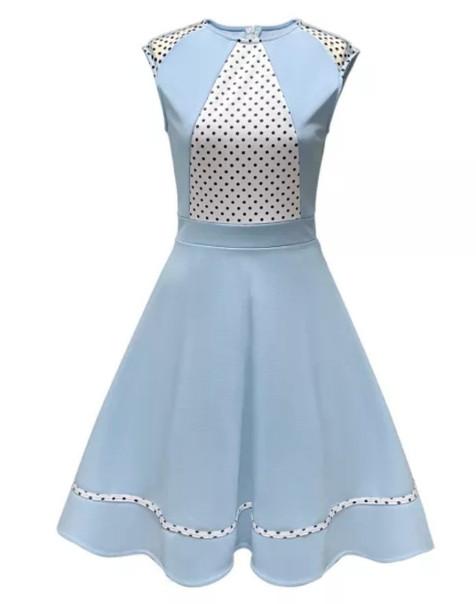 Women's Blue Polka Dot Vintage Dress