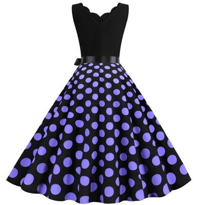 Women's Vintage Purple Polka Dot Dress