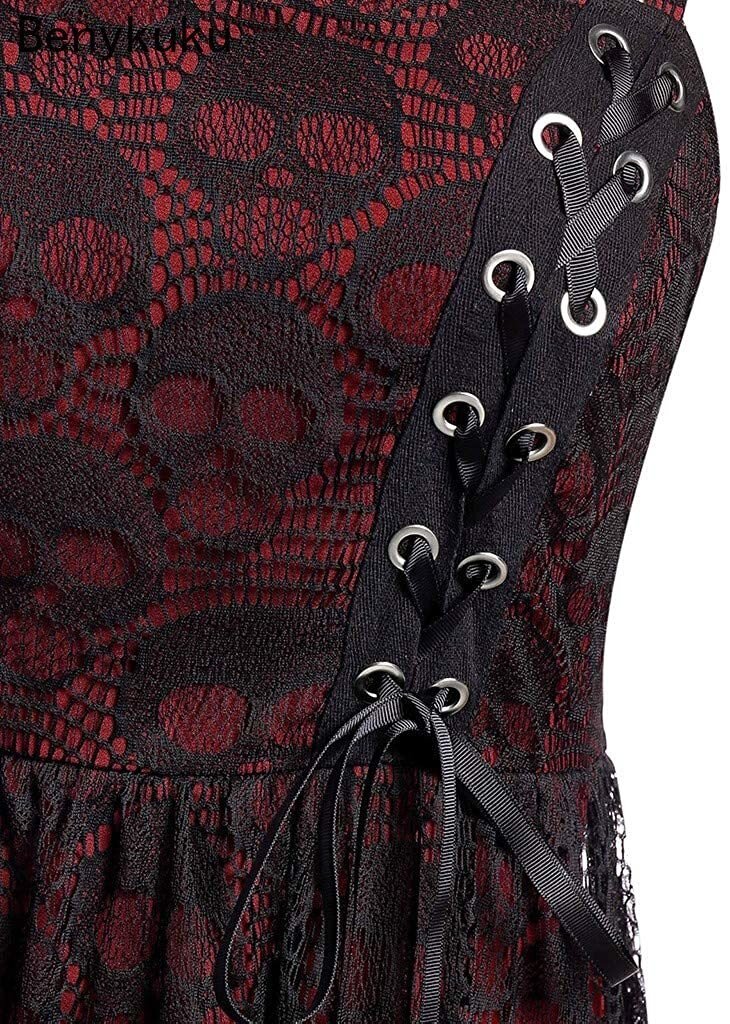 Burgundy Gothic Vintage Dress