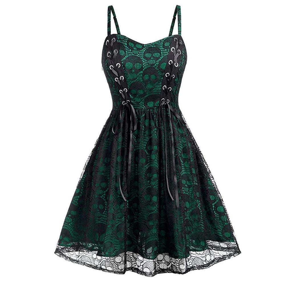 Vintage Gothic Dress Green