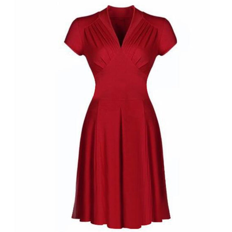 Red Plus Size 50s Vintage Dress