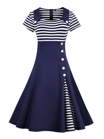 Plus Size 1950s Vintage Dress Blue