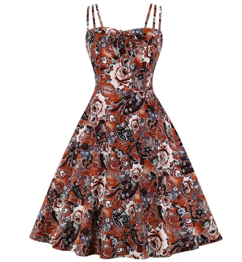 Coffee White Plus Size Vintage Dress