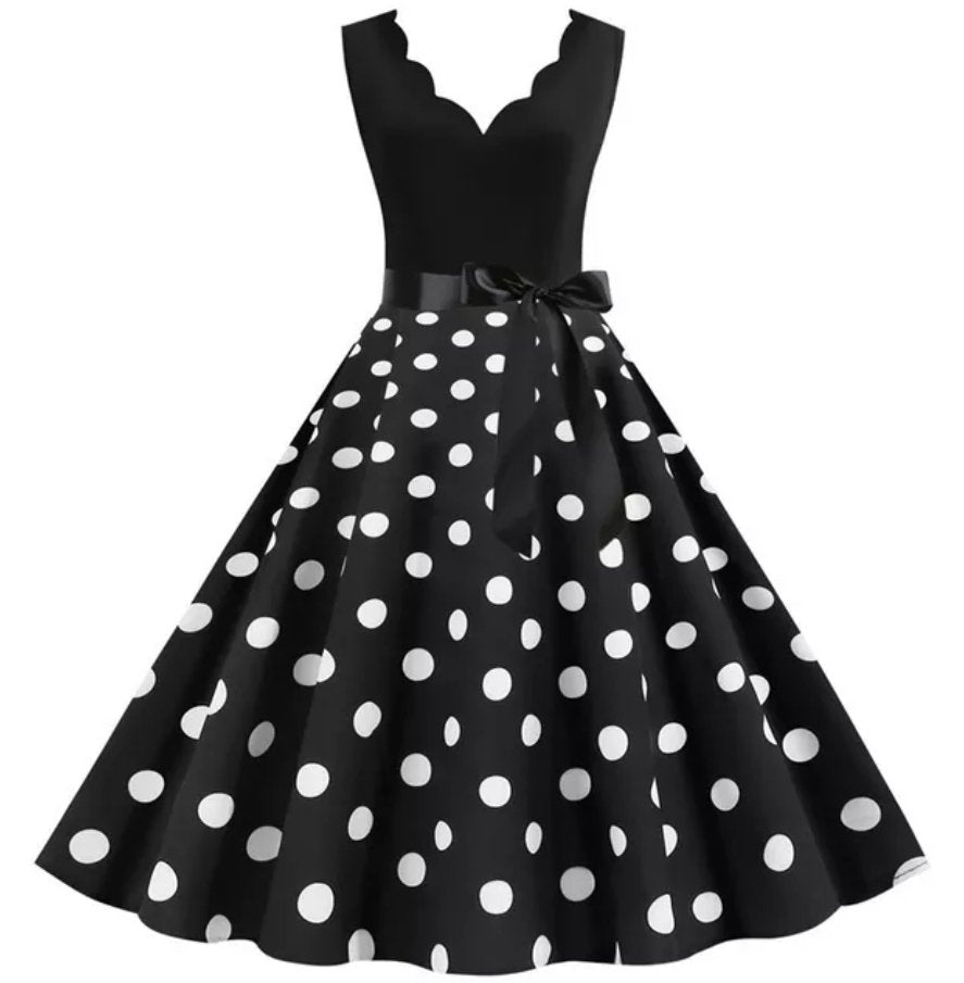 White Black Plus Size Vintage Dress