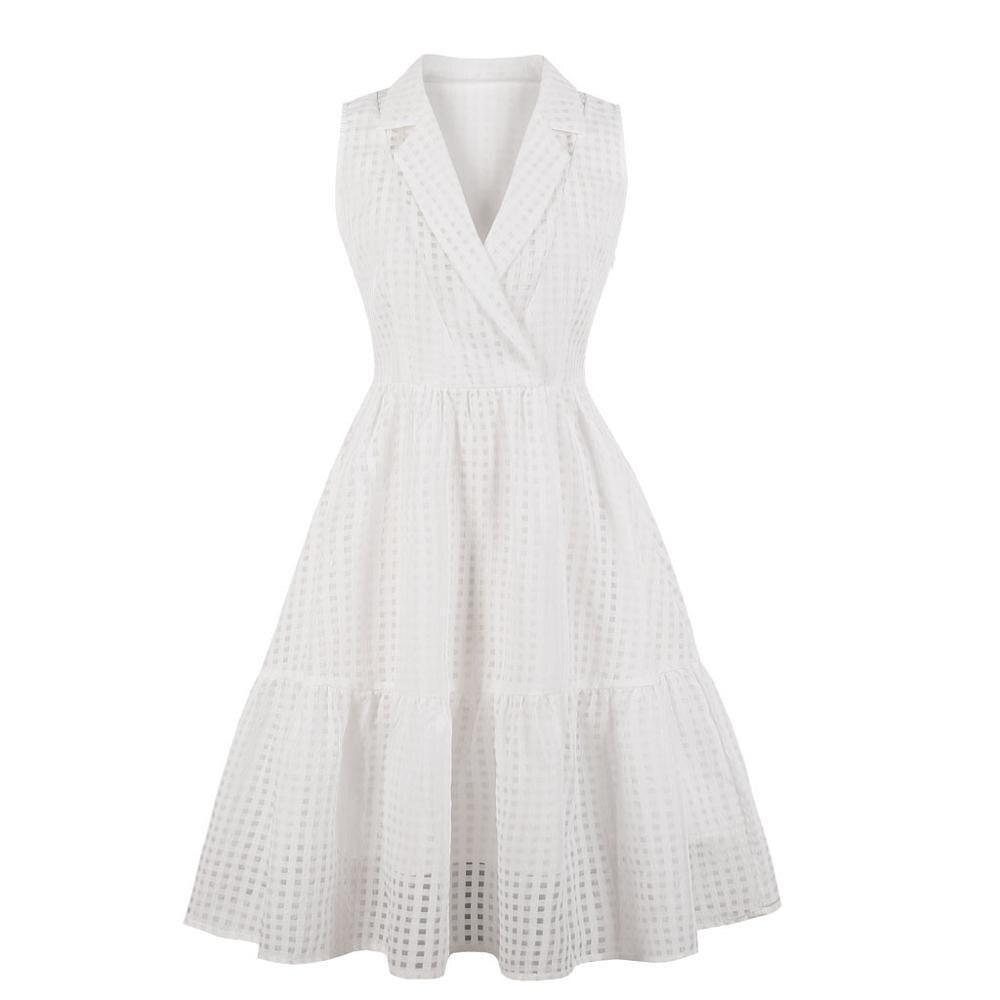 White Plus Size Vintage Dress