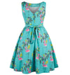 Birds Blue Plus Size Vintage Dress