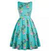 Birds Blue Plus Size Vintage Dress
