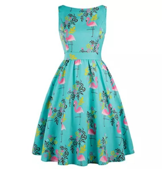 Vintage šaty Birds Blue Plus veľkosti