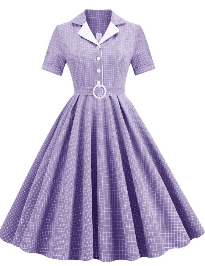 Lavender Buttons Plus Size Vintage Dress