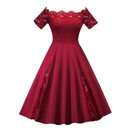 Burgundy Embroidery Plus Size Vintage Dress