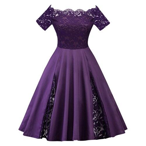 Purple Embroidery Plus Size Vintage Dress