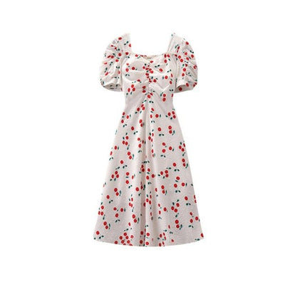 Kirsebær Plus Size Vintage Kjole Hvid