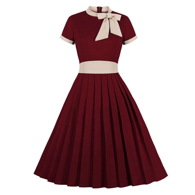 Burgundy Plus Size Chic Vintage Dress