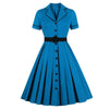 Plus Size Notched Collar Vintage Dress